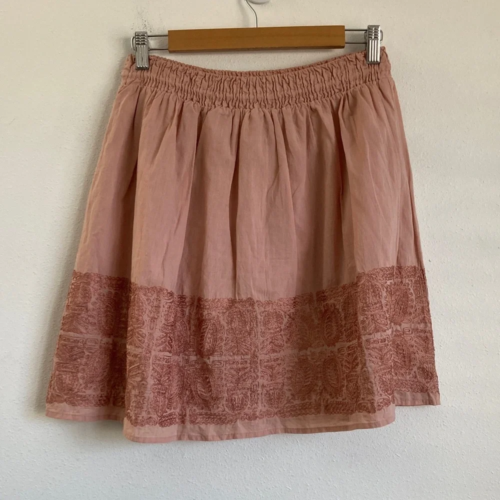 J.Crew‎ Embroidered Skirt Medium Blush Pink - Picture 5 of 7